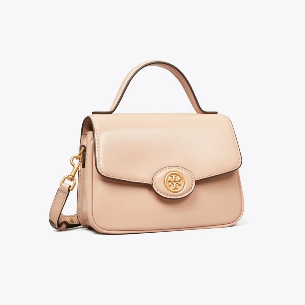 Tory Burch Authentic NWT Small Robinson Spazzolato Top-Handle Blush Bag